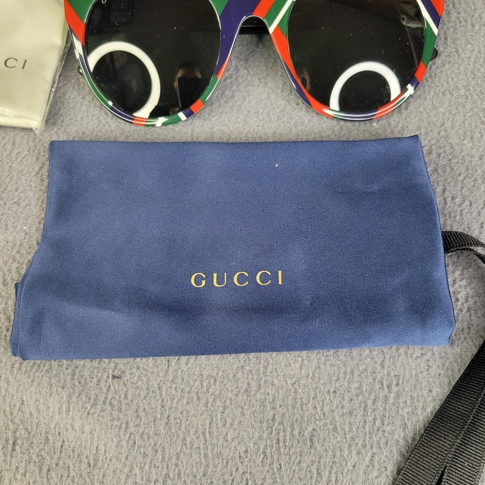 Gucci 2016 Sunglasses Black Green Tiger Oversized Square GG 0028S 010 - Picture 4 of 16